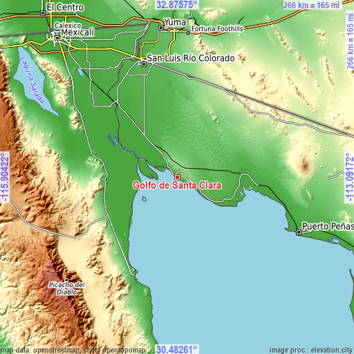 Topographic map of Golfo de Santa Clara