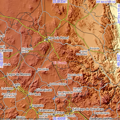 Topographic map of El Fuerte