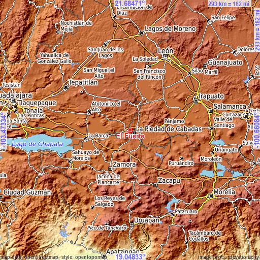 Topographic map of El Fuerte