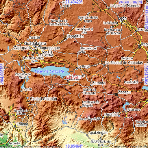 Topographic map of El Fortín