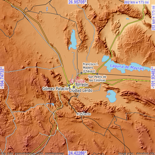 Topographic map of El Cuije