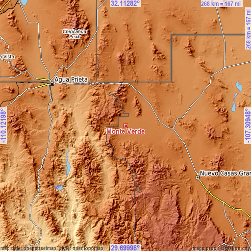 Topographic map of Monte Verde