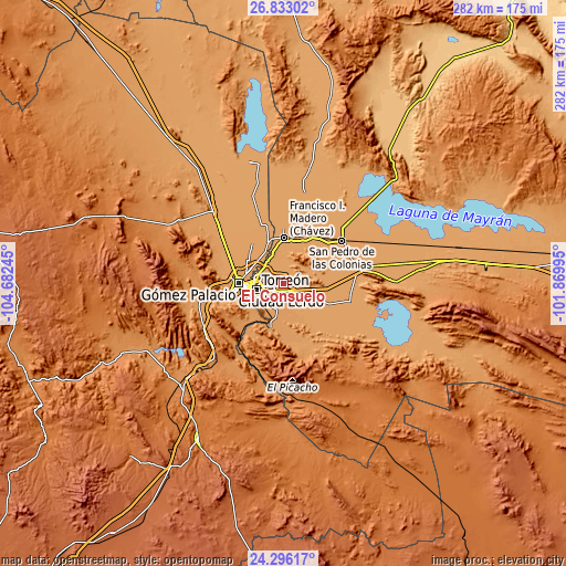 Topographic map of El Consuelo