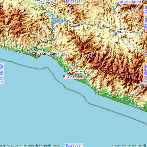 Topographic map of El Coacoyul