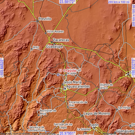 Topographic map of El Chayote