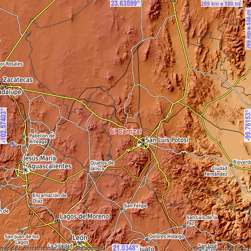 Topographic map of El Carrizal