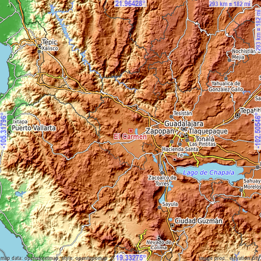 Topographic map of El Carmen