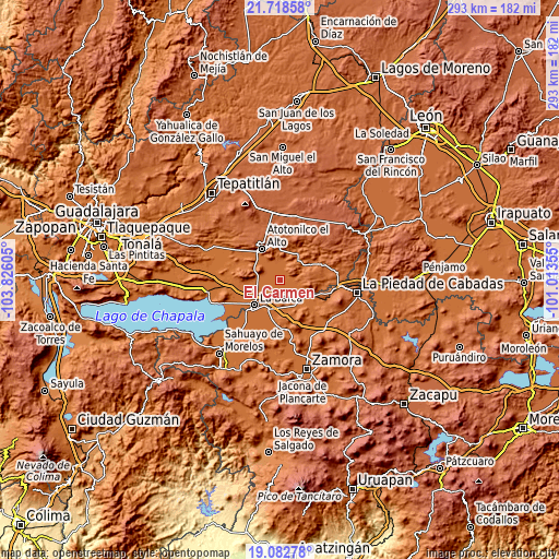 Topographic map of El Carmen