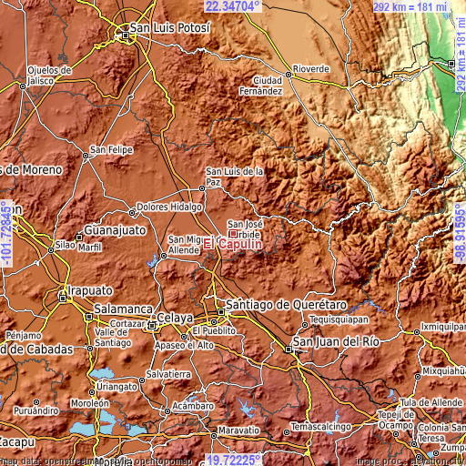 Topographic map of El Capulín