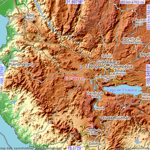 Topographic map of El Cabezón