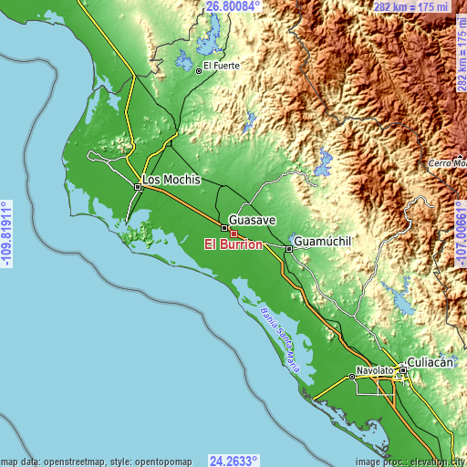 Topographic map of El Burrión