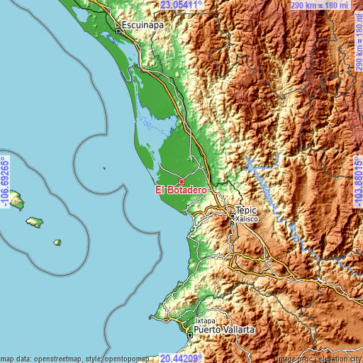 Topographic map of El Botadero