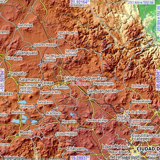 Topographic map of El Blanco