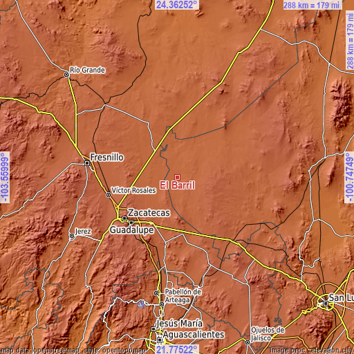 Topographic map of El Barril