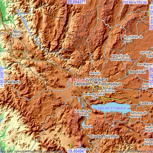 Topographic map of El Arenal