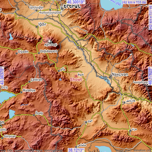 Topographic map of Showţ