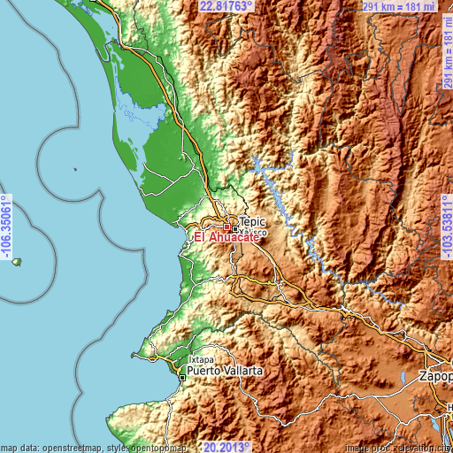 Topographic map of El Ahuacate