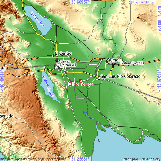 Topographic map of Ejido Toluca
