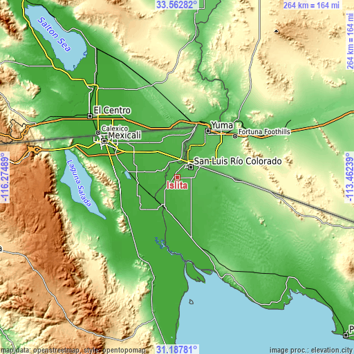 Topographic map of Islita