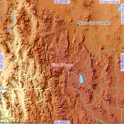 Topographic map of Ejido El Largo