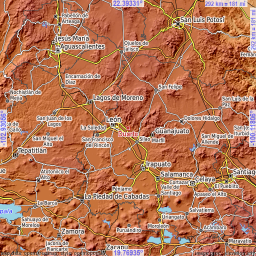 Topographic map of Duarte