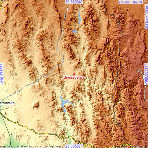 Topographic map of Divisaderos