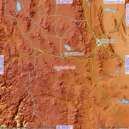 Topographic map of Cusihuiriachi