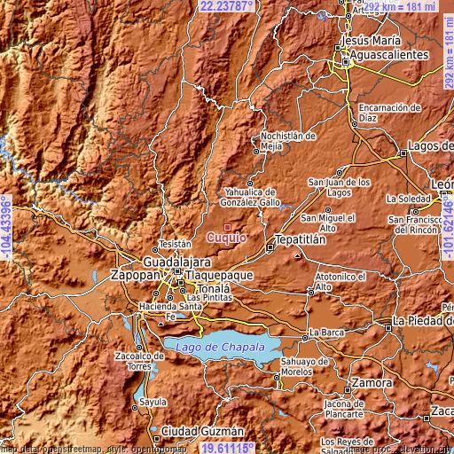 Topographic map of Cuquío