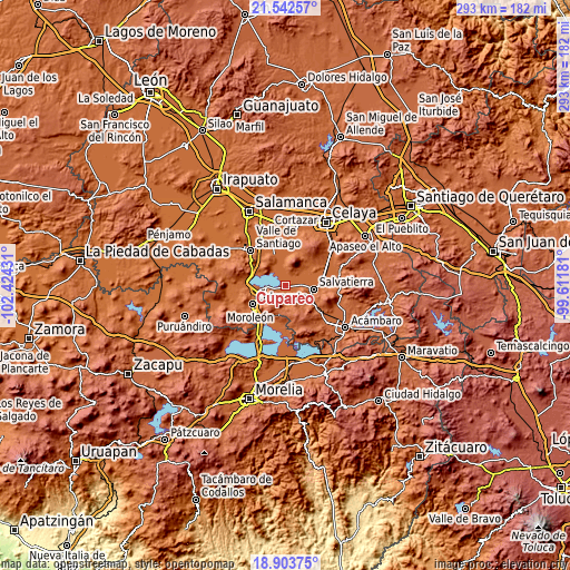 Topographic map of Cupareo