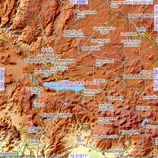Topographic map of Cuitzeo (La Estancia)