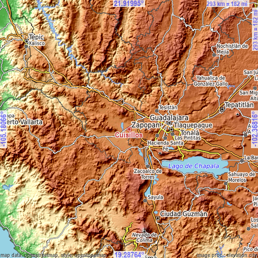 Topographic map of Cuisillos