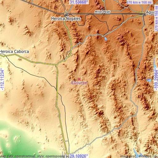 Topographic map of Cucurpe