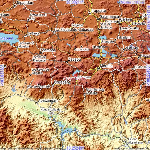 Topographic map of Cucuchucho