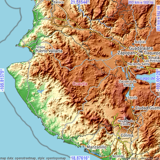 Topographic map of Cuautla