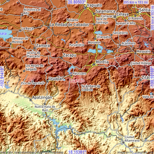 Topographic map of Cuanajo