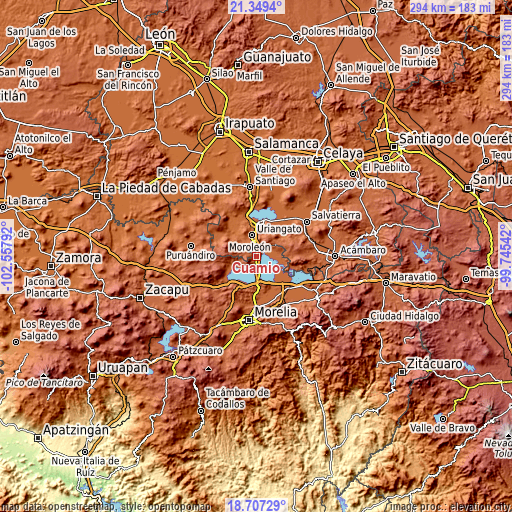 Topographic map of Cuamio