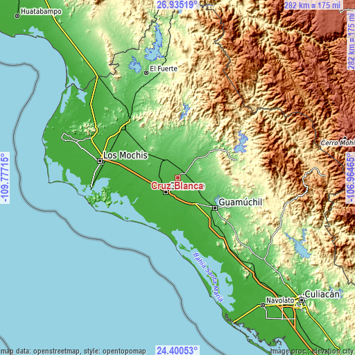 Topographic map of Cruz Blanca