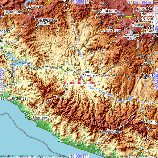 Topographic map of Coyuca de Catalán