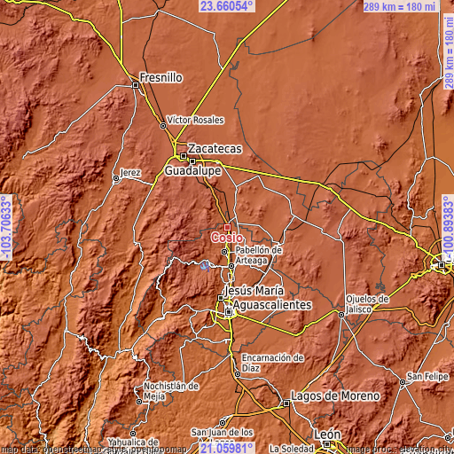 Topographic map of Cosío