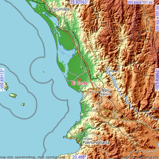 Topographic map of El Corte