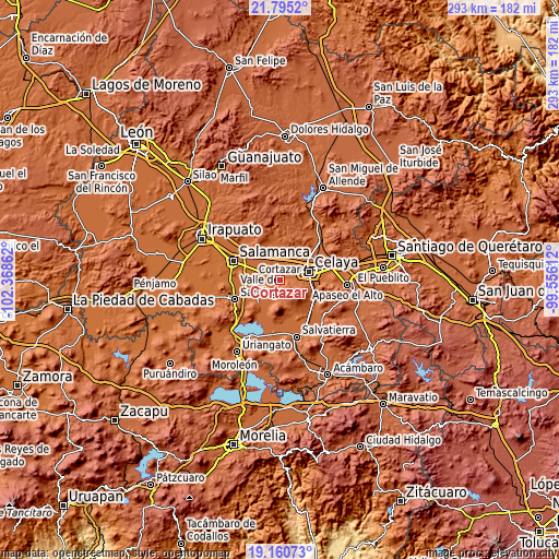 Topographic map of Cortazar