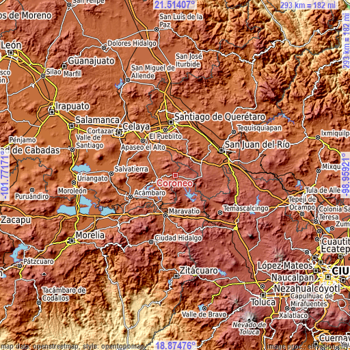 Topographic map of Coroneo