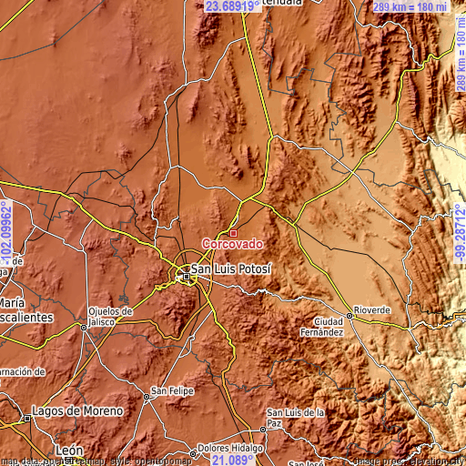 Topographic map of Corcovado