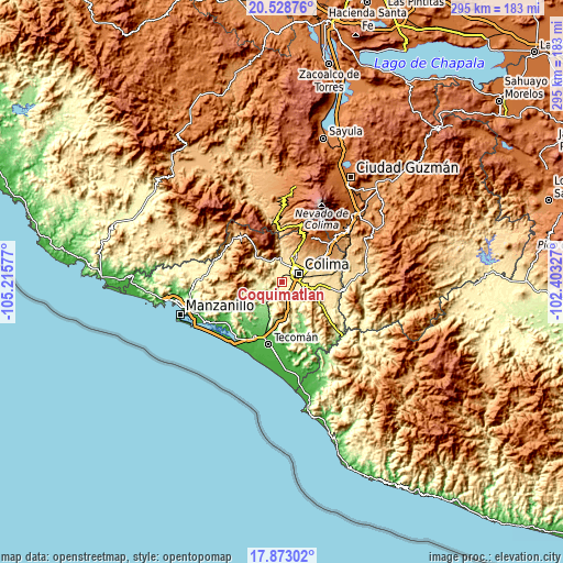Topographic map of Coquimatlán