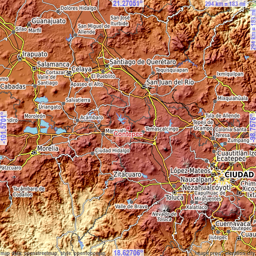 Topographic map of Contepec