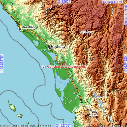 Topographic map of La Concha (La Concepción)