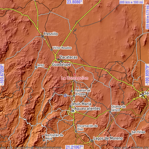 Topographic map of La Concepción