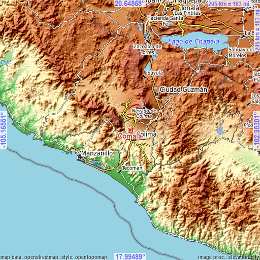 Topographic map of Comala