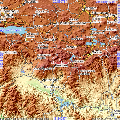 Topographic map of Comachuén