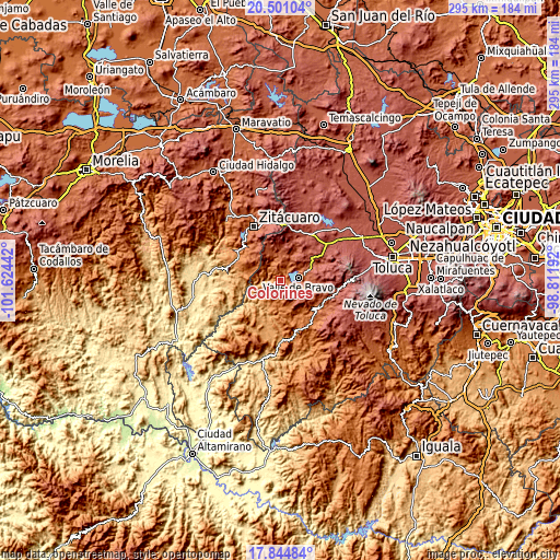 Topographic map of Colorines